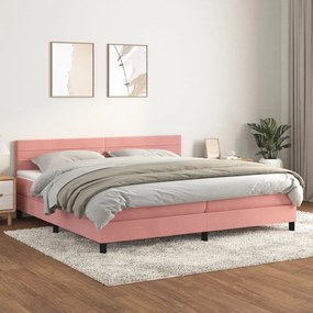 Posteľný rám boxsping s matracom ružový200x200 cm zamat 3141388