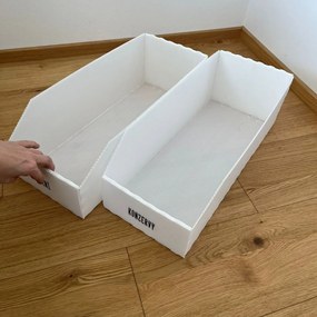 Úložný box, plastový biely 20x50x16cm – do špajze aj do skrine KARTONPLAST