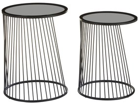 Okrúhle odkladacie stolíky so sklenenou doskou v súprave 2 ks Trento – Premier Housewares