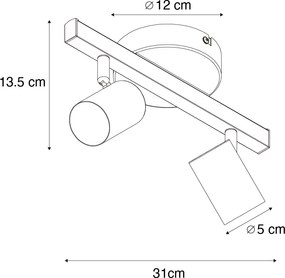 Stropný reflektor čierny GU10 50mm 2-svetelný vrátane podsvietenia - Back Up