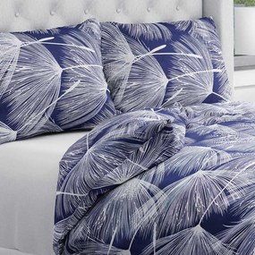 Biante Bavlnené posteľné obliečky Sandra SA-414 Biele abstraktné páperie na modrom Predĺžené 140x220 a 70x90 cm