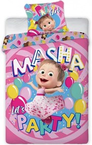 Detské posteľné obliečky Máša a medveď - motív Let's Party - 100% bavlna - 70 x 90 cm + 140 x 200 cm