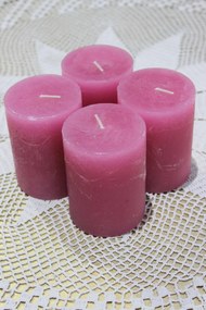 Ružové tmavé adventné sviečky 8 x 6 cm 4-set