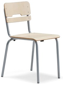Školská stolička SCIENTIA, široké sedadlo, V 460 mm, strieborná/breza