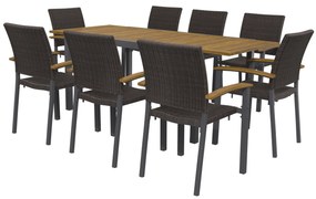 Livarno home Hliníkový rozkladací záhradný stôl Valencia, hnedý + Záhradná stolička Valencia, 8 kusov (800008283)