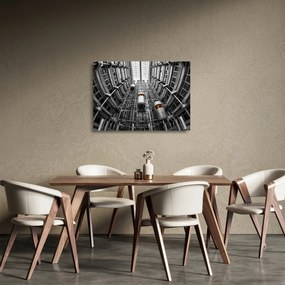 Sklenený obraz výťahu v budove (70x50 cm)