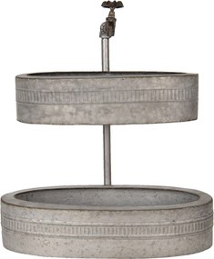 Šedý plechový retro kvetináč / etažér - 49 * 22 * ​​55 cm
