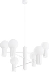 Luster Halo, 6x biele sklenené tienidlo, w