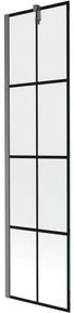 Mexen Next, 1-krídlová vaňová zástena 50 x 150 cm, 6mm číre sklo - čierny vzor, brúsený grafit, 895-050-000-00-77-66