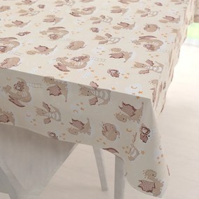 Biante Detský bavlnený obdĺžnikový obrus Sandra SA-467 Dráčikovia na žltobéžovom 120x180 cm