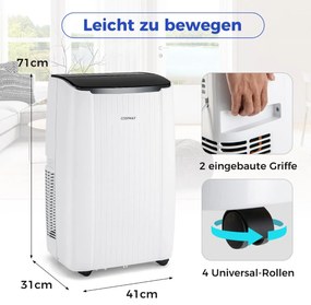 12000BTU mobilná klimatizácia s odsávacou hadicou 4 v 1 klimatizácia s ohrievačom odvlhčovač 41 x 31 x 71 cm biela