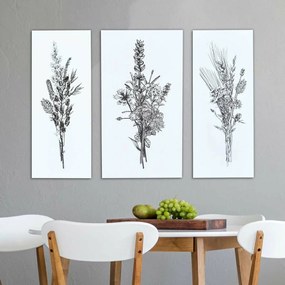 DUBLEZ | 3 dielny drevený obraz do jedálne - kvety