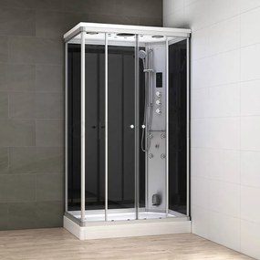 M-SPA - Čierna sprchová kabína s hydromasážou a parnou saunou 120 x 80 x 217 cm
