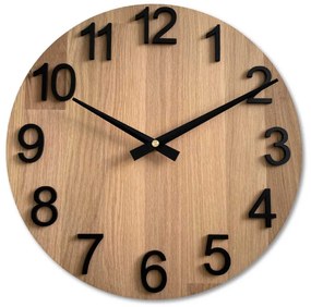 Dubové hodiny na stenu s veľkými číslicami I SENTOP MAS017-natural3041-hands/black