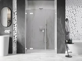 Mexen Lunar L, ľavé otočné sprchové dvere 135 cm, 8mm číre sklo, biely profil, 834SL-135-050-20-00-L