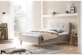 Sivá/hnedá čalúnená dvojlôžková posteľ bez roštu 140x200 cm Smart – Meise Möbel