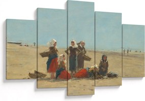 Obraz - Eugène Boudin, Women on the Beach at Berck, reprodukcia (150x105 cm)