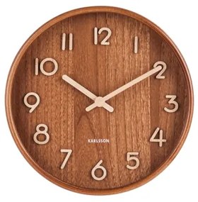 Drevené nástenné hodiny Karlsson Pure Small KA5808DW – Tmavé drevo (22 cm)