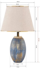 Stolná lampa RAMZES 1xE27/40W/230V krémová/modrá