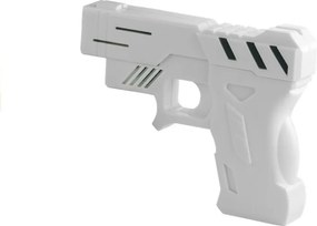 LEAN Toys Laserová pištoľ so štítom Budík biely