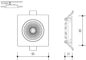 LED Podhľadové svietidlo LED/6W/230V 3000K 8,5x8,5 cm biela
