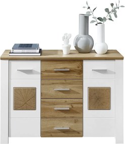 Komoda so zásuvkami Materio, dub/biela