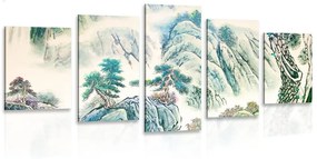 5-dielny obraz čínska krajinomaľba - 100x50