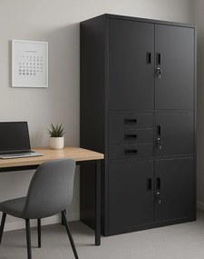 Kovová šatníková skriňa so sejfom Brooklyn: antracitová