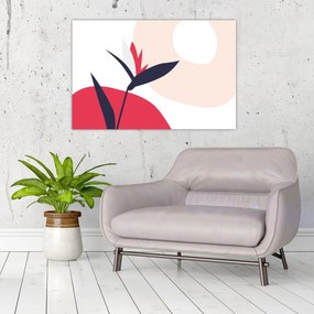 Obraz - Ružová florálna abstrakcia N⁰1 (90x60 cm)