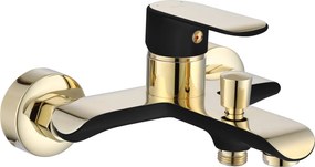 Rea Bloom, vaňová batéria s bodovou ručnou sprchovou sadou, čierna-zlatá, REA-B9939