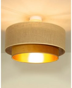 Stropné svietidlo SARTA 1×E27/60 W/230 V, priemer 45 cm, medená/juta