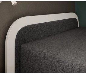 Biela/tmavosivá čalúnená/z drevotriesky jednolôžková posteľ s úložným priestorom s matracom 80x190 cm Parys – ELTAP