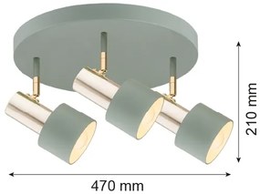 Argon 6007 - Bodové svietidlo DORIA 3xE27/15W/230V zelená/mosadz