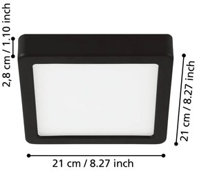 Čierne LED stropné svietidlo 21x21 cm FUEVA 5 – EGLO