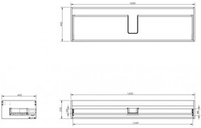 Mexen Box-A, závesná skrinka 160 cm, 1 zásuvka, biela matná, 91AX0-1600-235-1-01