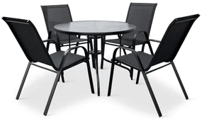 Záhradný jedálenský set Capri 100cm + 4x kovová stolička Ramada