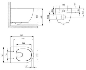 Deante CGRD6ZPW - Závesné WC s sedátkom SoftClose ROUND keramika/biela
