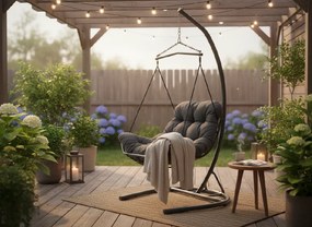 CH ZÁVESNÁ STOLIČKA TUMBER – ANTRACITOVÁ, ANTRACITOVÝ VANKÚŠ, ANTRACITOVÝ RÁM