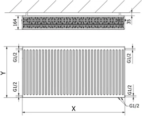 Mexen, Panelový radiátor Mexen CV33 400 x 800 mm, spodné pripojenie, 1351 W, biely - W633-040-080-00