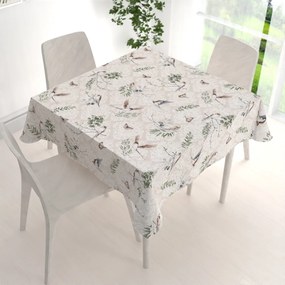 Biante Bavlnený štvorcový obrus Sandra SA-490 Lastovičky s motýlikmi na béžovom ornamente 40x40 cm
