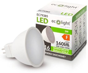 ECOLIGHT LED žiarovka MR16 12V 2W teplá biela