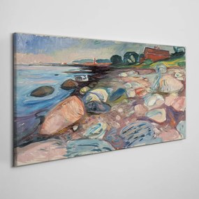 Obraz Canvas Shore s červeným domom munch