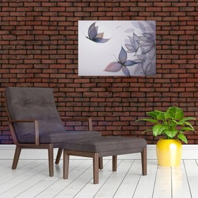 Sklenený obraz - Kreslené motýle (70x50 cm)