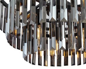 Moderný luster čierny s dymovým sklom, 9 svetiel - Amel