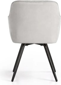 Sada šiestich otočných jedálenských stoličiek TURNO zamatové, sivé / čierne nohy (6 ks)