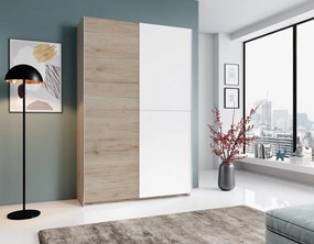 Šatníková skriňa Heimo, 125 cm, dub san remo/biela