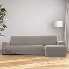 Super strečové poťahy HARMONIA svetlošedá sedačka s otomanom vpravo (š. 210 - 320 cm)