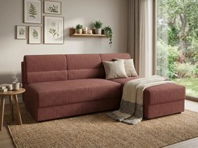 Rozkladacia obojstranná sedacia súprava do L TAVERO 201x140 cm, tmavoružová