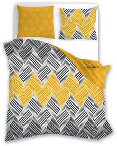 Bavlnené obliečky Elegant 021-B 220x200 + 2x 70x80 žlté-šedé