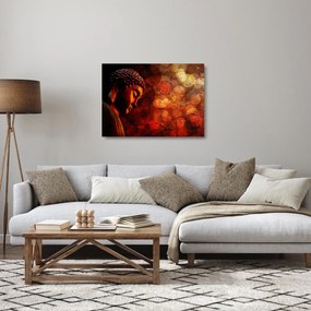 Sklenený obraz - Budha v červených tónoch (70x50 cm)
